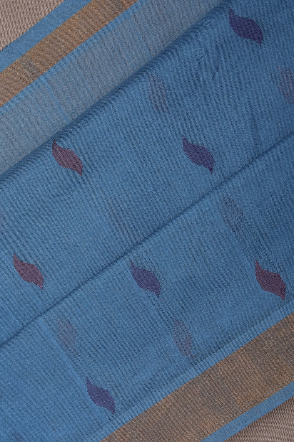 Image of Uppada Cotton Smoky Blue Saree